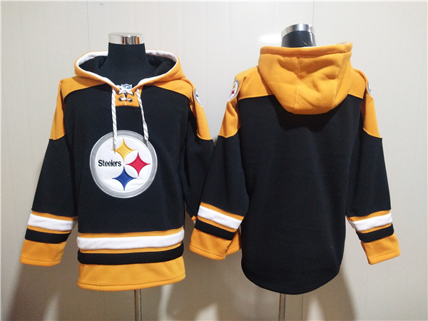 Men's Pittsburgh Steelers Bank Black Ageless Must-Have Lace-Up Pullover Hoodie Men's Pittsburgh Steelers Bank Black Ageless Must-Have Lace-Up Pullover Hoodie
